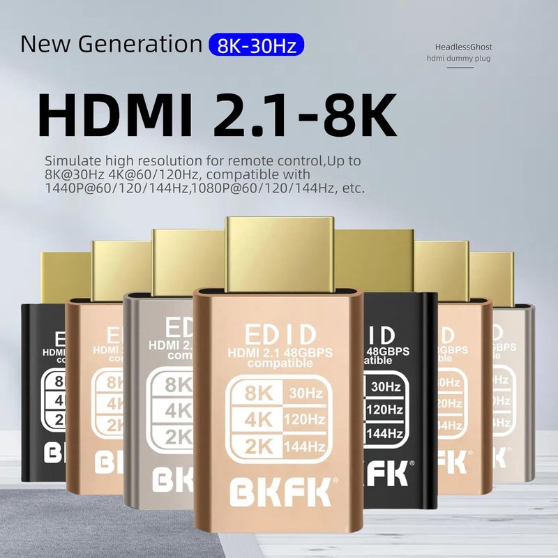 BKFK 4K 120 HDMI 2.1-Compatible Dummy Plug 8K@30Hz 2k@120/144Hz, Virtual Display Emulator Adapter, Plug & Play for Headless GPU, Remote Desktop, Game Streaming, Servers, Cost-Effective & Eco-Friendly - Image 2
